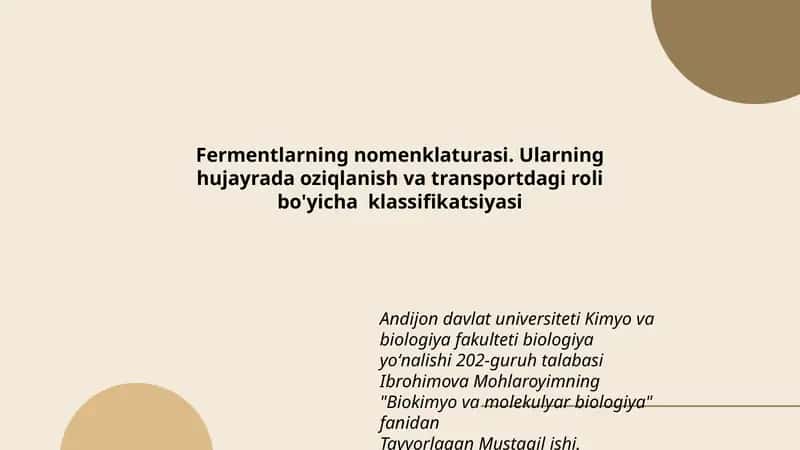 Fermentlarning nomenklaturasi