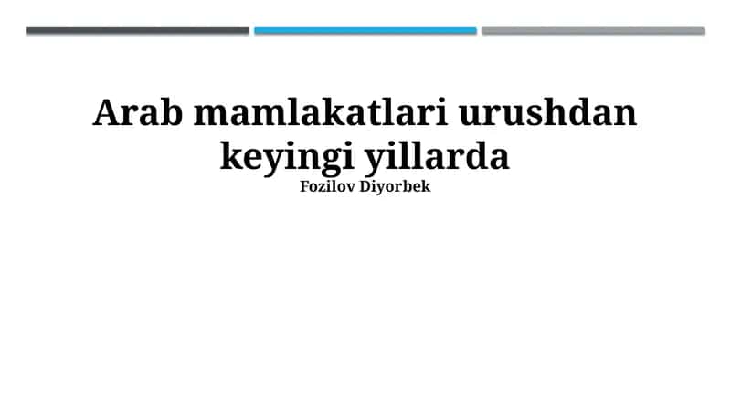 Arab mamlakatlari urushdan keyingi yillarda