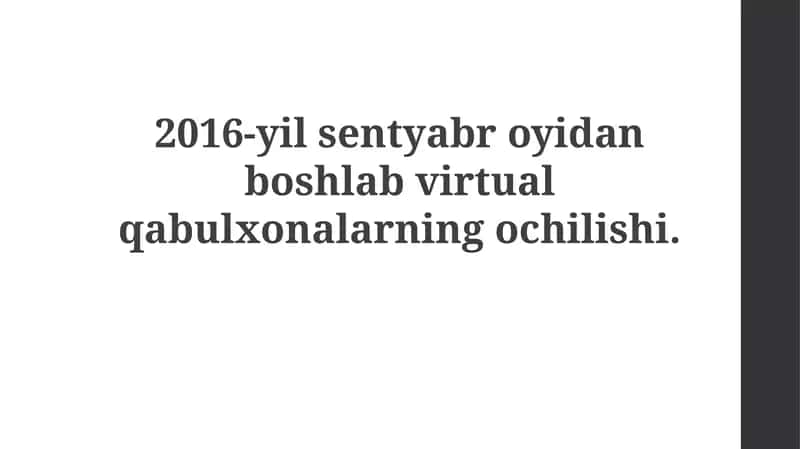 Virtual qabullar ofisini Tashkil Etish Jarayoni