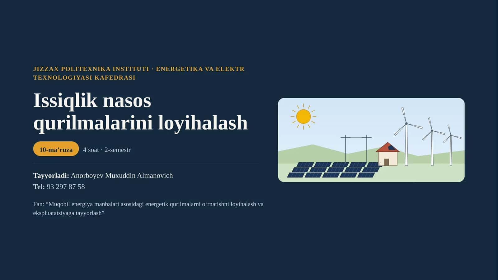 Issiqlik nasos qurilmalarini loyihalash