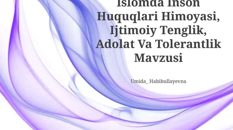 Islomda Inson Huquqlari Himoyasi, Ijtimoiy Tenglik, Adolat Va Tolerantlik Mavzusi