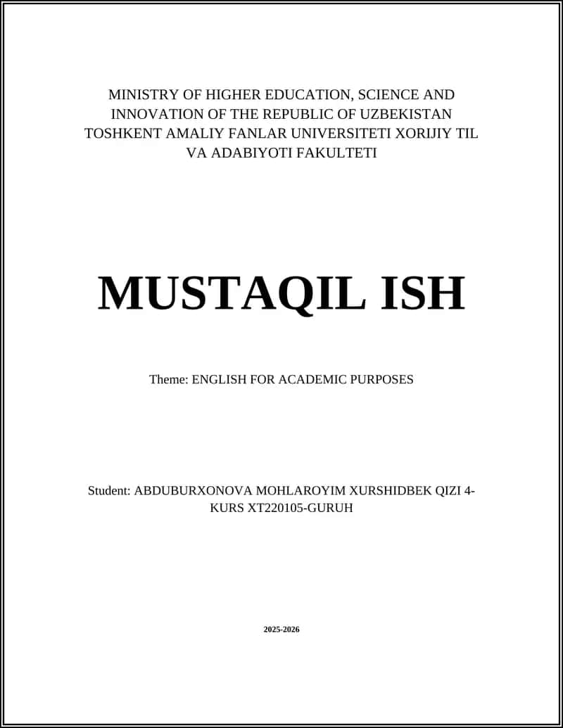 English for Academic Purposes