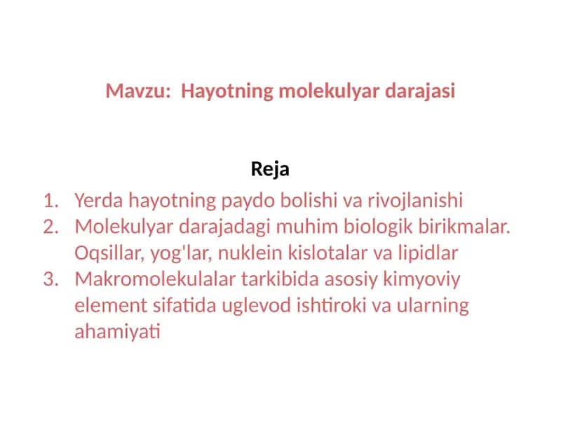 Hayotning molekulyar darajasi
