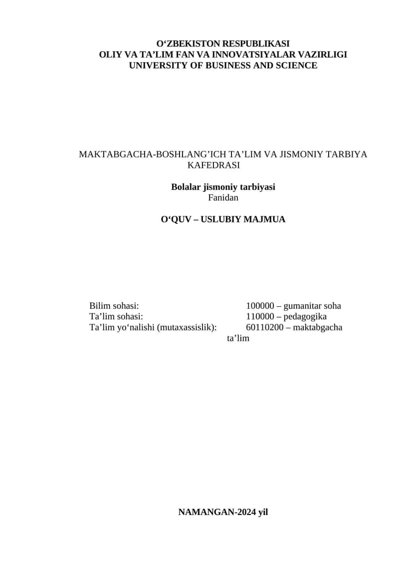 Bolalar jismoniy tarbiyasi
