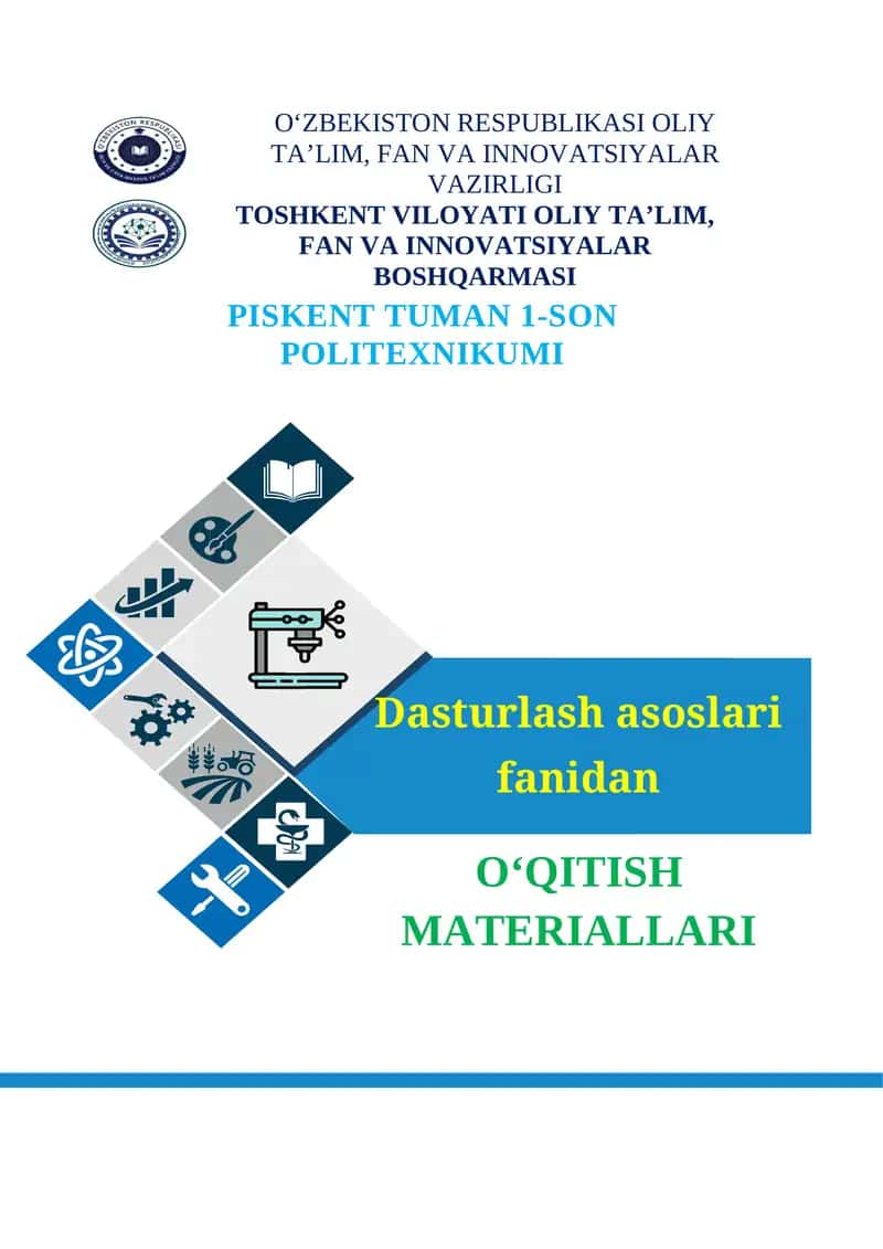 Dasturlash asoslari fanidan O‘QITISH MATERIALLARI