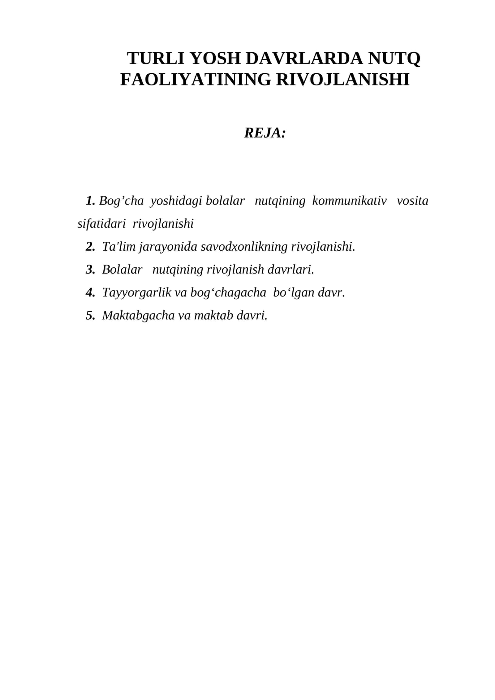 Bog’cha yoshidagi bolalar nutqini rivojlantirish