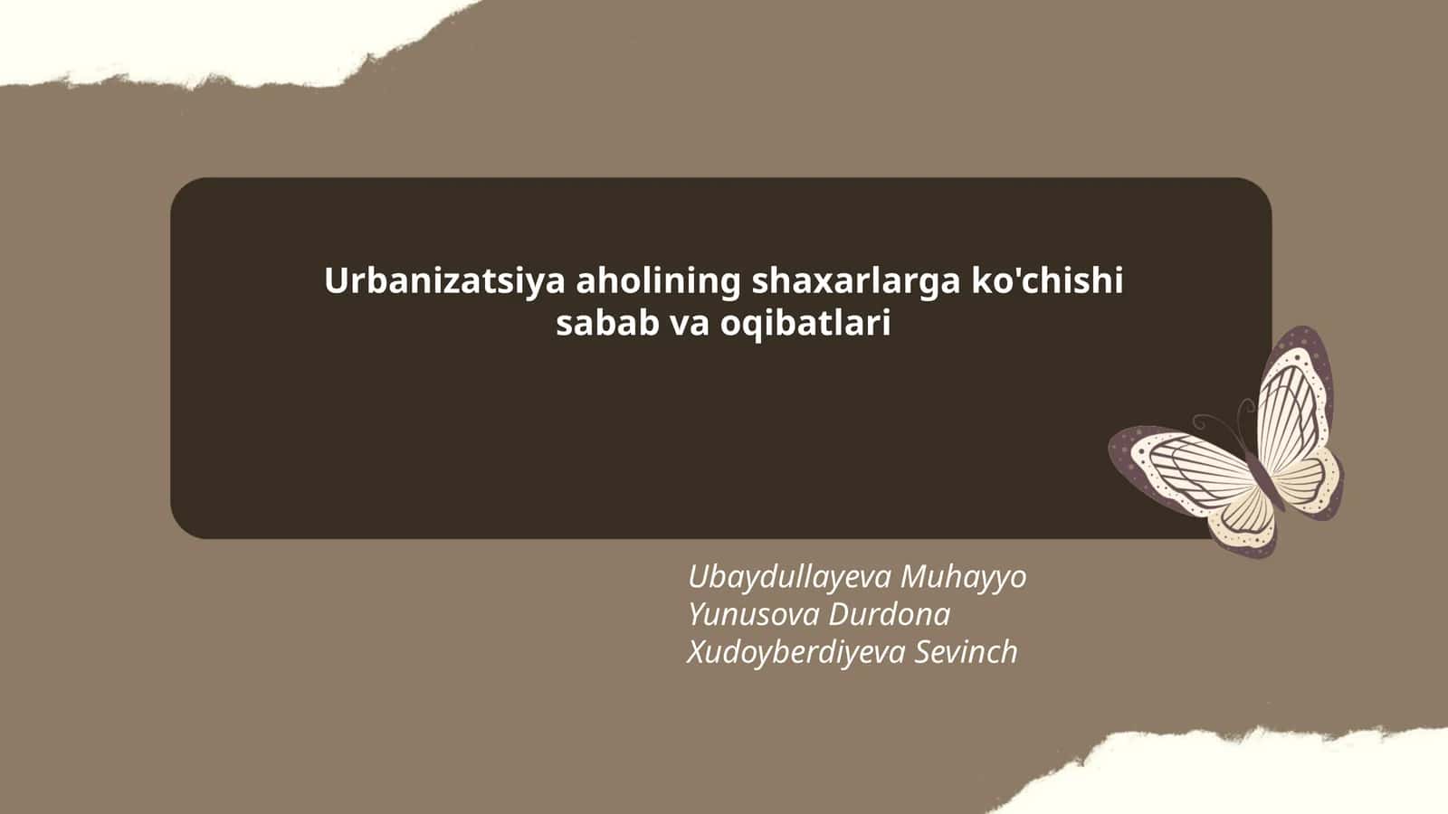 Urbanizatsiya aholining shaxarlarga ko'chishi sabab va oqibatlari