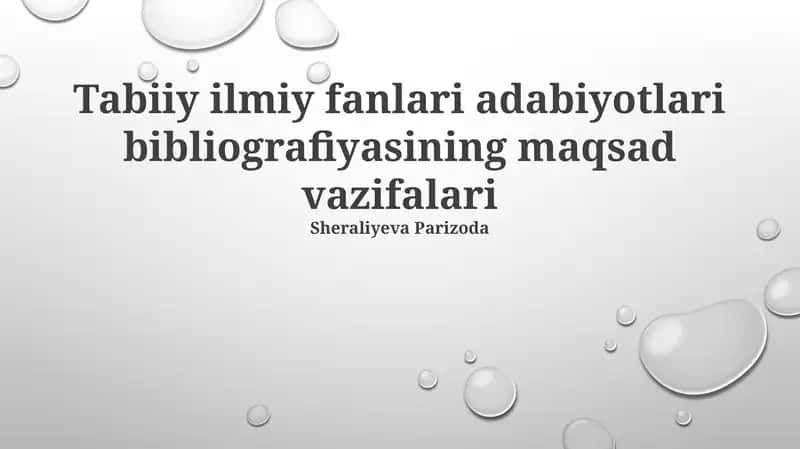 Tabiiy fanlar adabiyoti bibliografiyasi