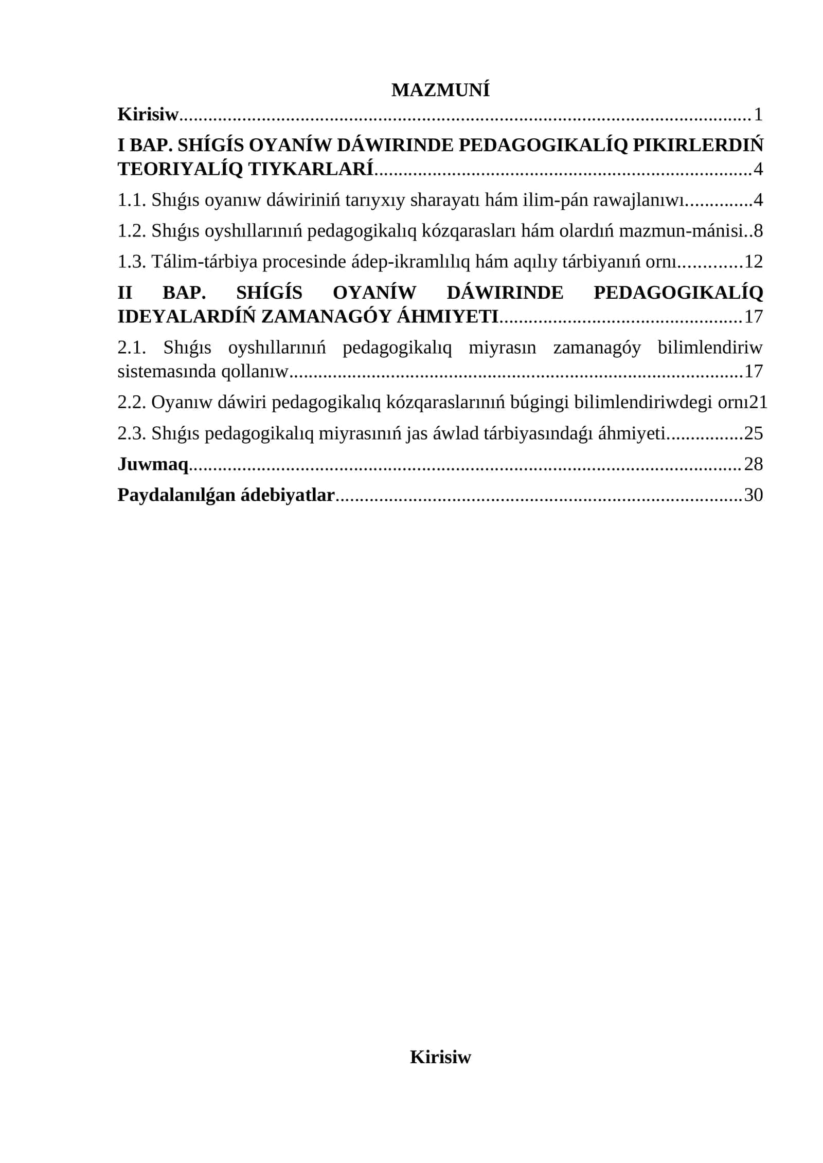SHÍGÍS OYANÍW DÁWIRINDE PEDAGOGIKALÍQ IDEYALARDÍŃ ZAMANAGÓY ÁHMIYETI