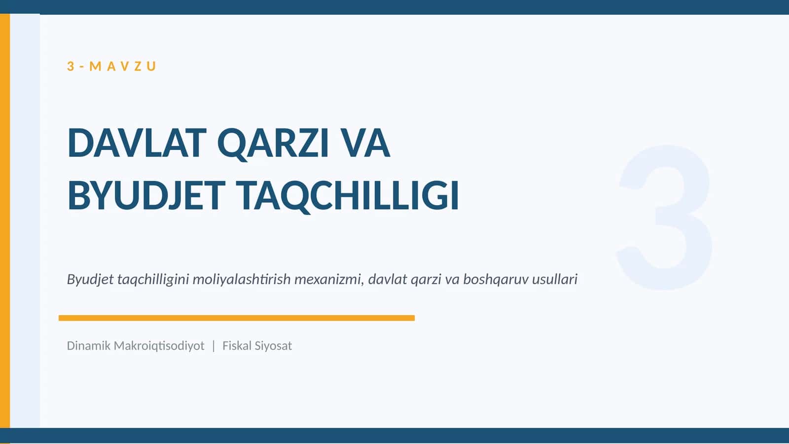 DAVLAT QARZI VA BYUDJET TAQCHILLIGI