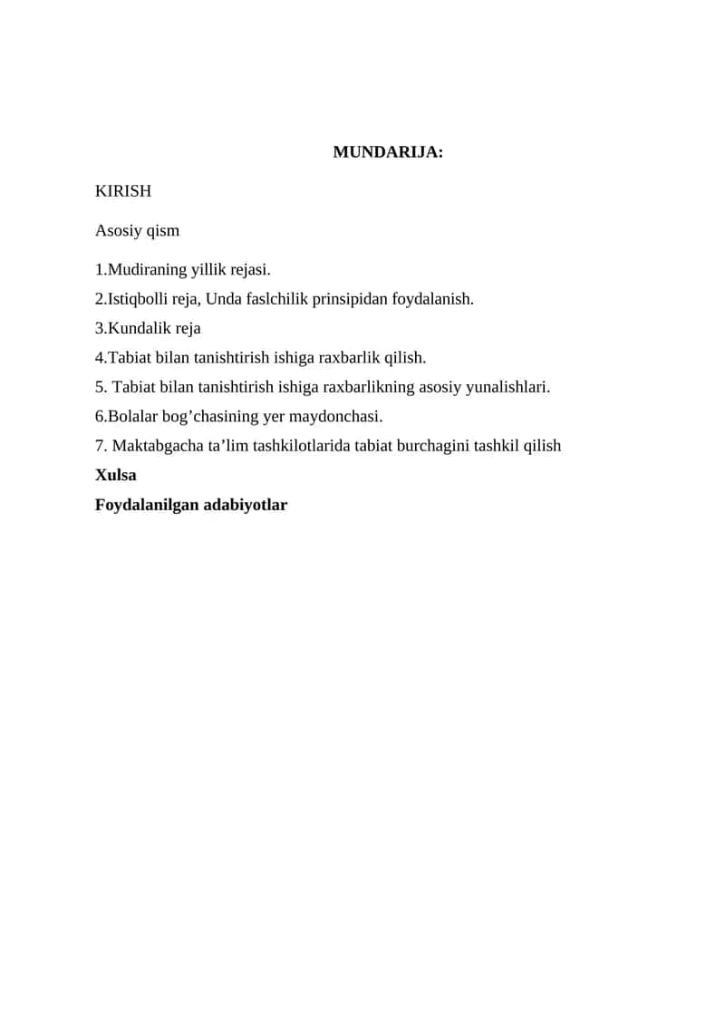 Tabiat bilan tanishtirish jarayonini tashkil etish
