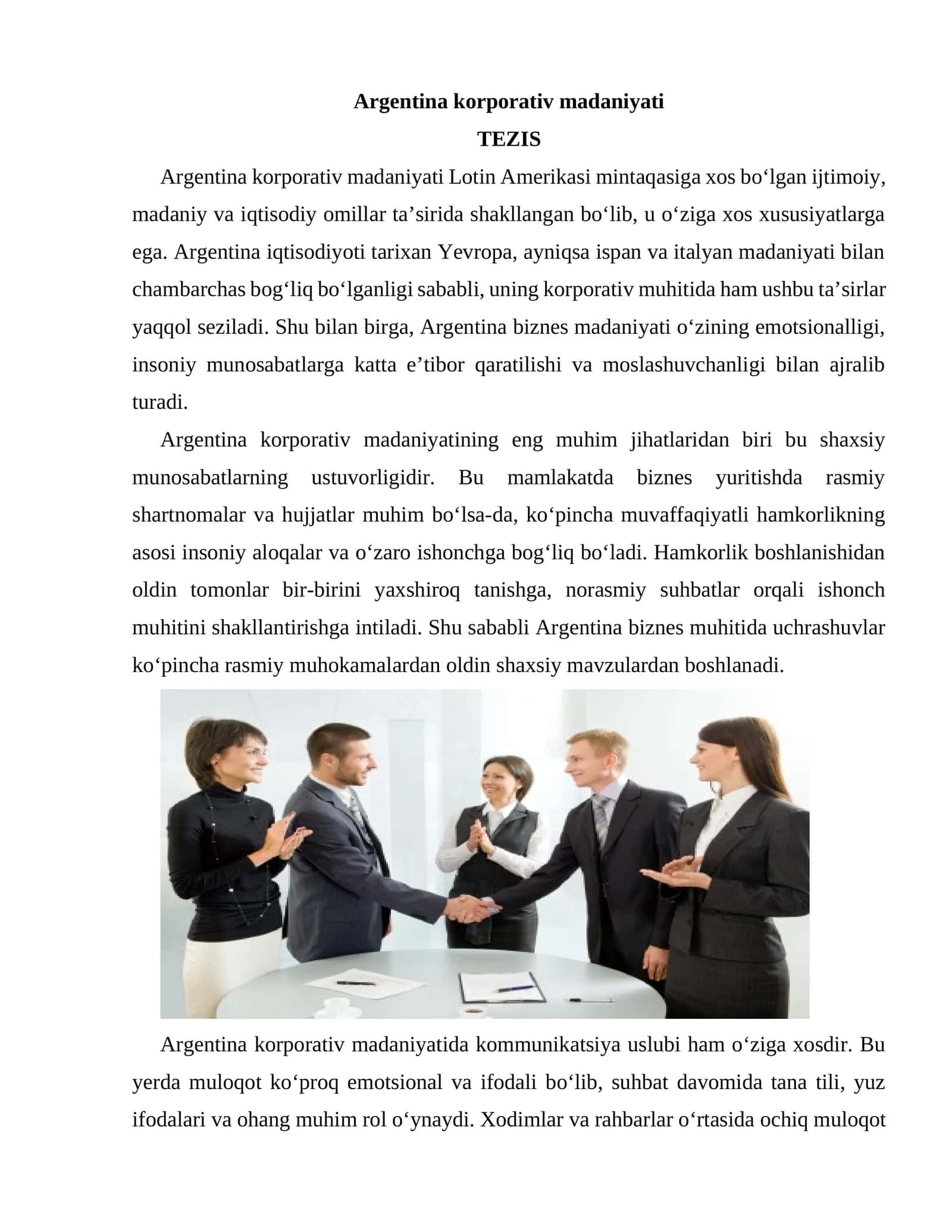 Argentina korporativ madaniyati