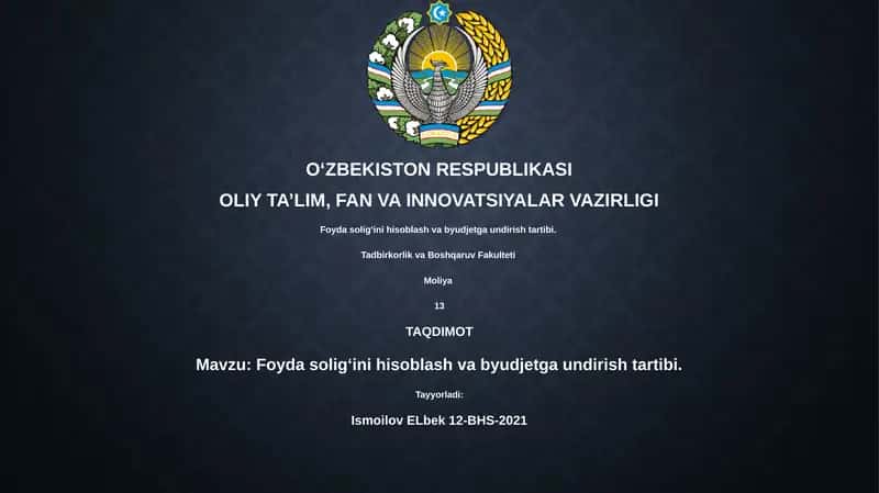 Foyda solig‘ini hisoblash va byudjetga undirish tartibi