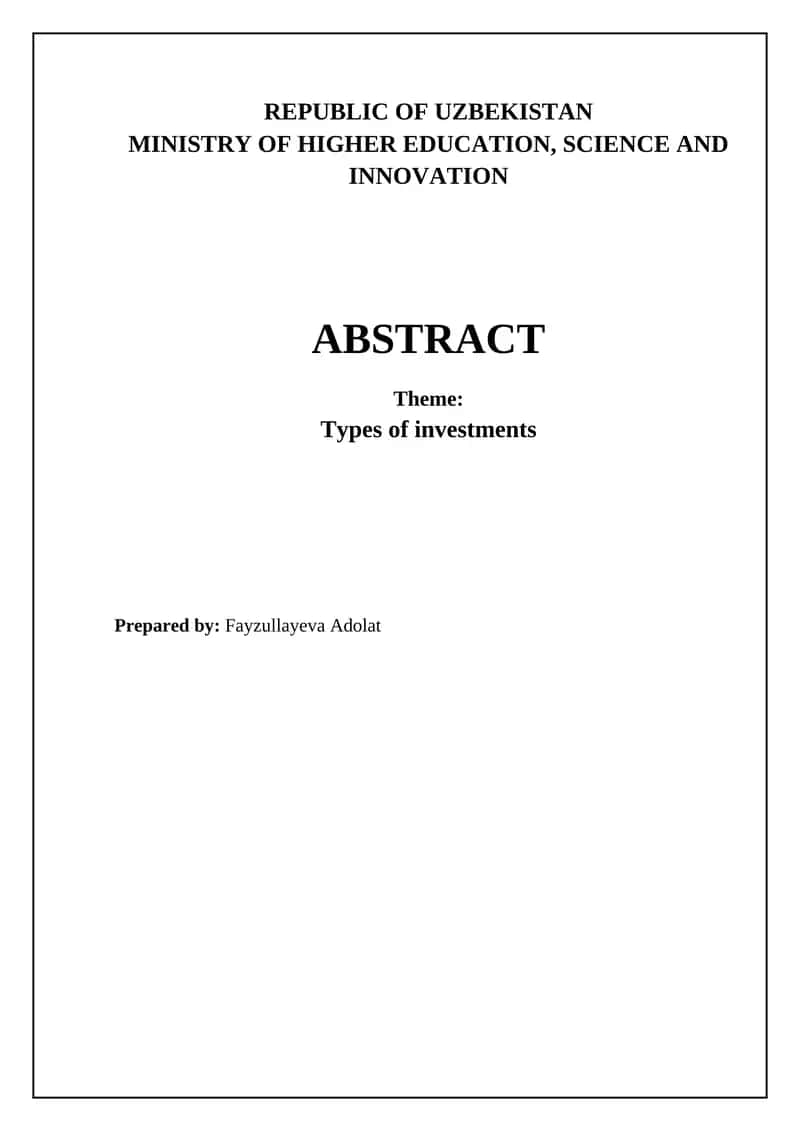 Types of investments