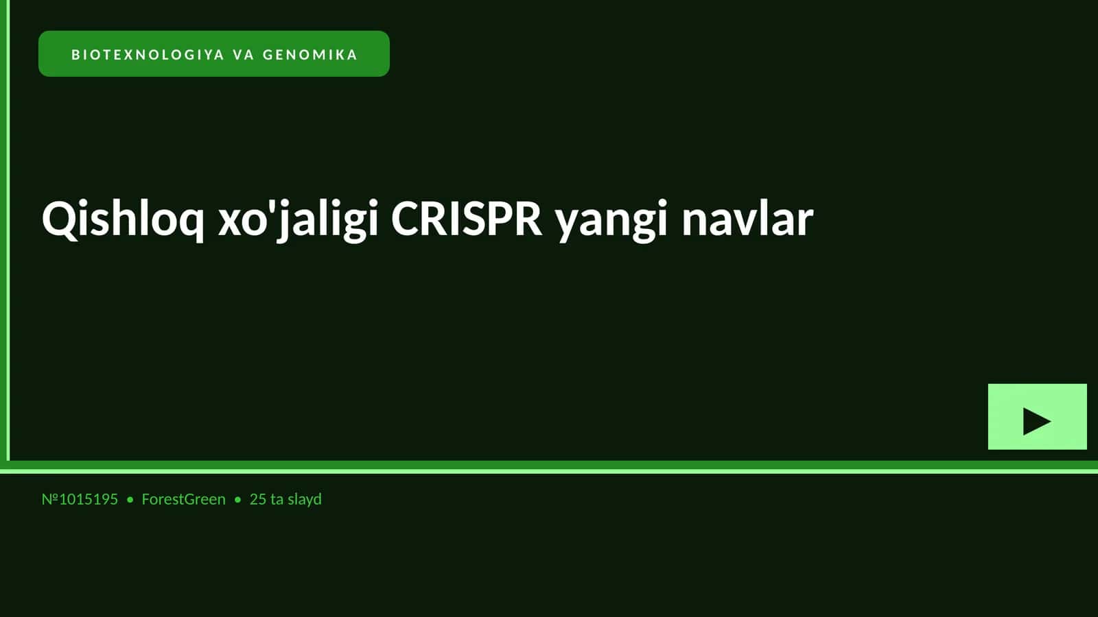 BIOTEXNOLOGIYA VA GENOMIKA
