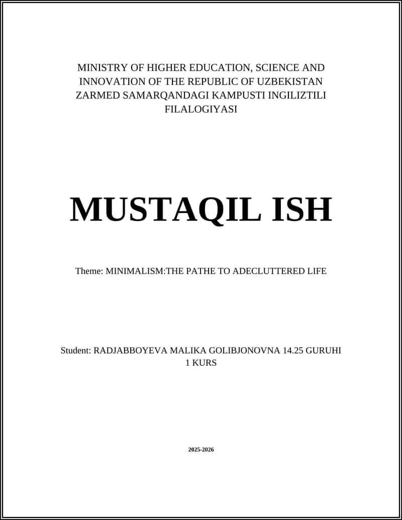 ZARMED SAMARQANDAGI KAMPUSTI INGILIZTILI FILALOGIYASI