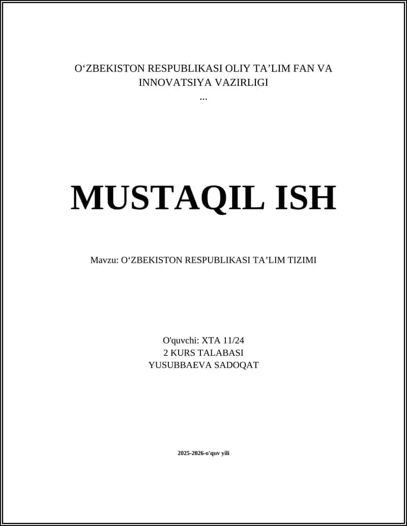 OʻZBEKISTON RESPUBLIKASI TAʼLIM TIZIMI