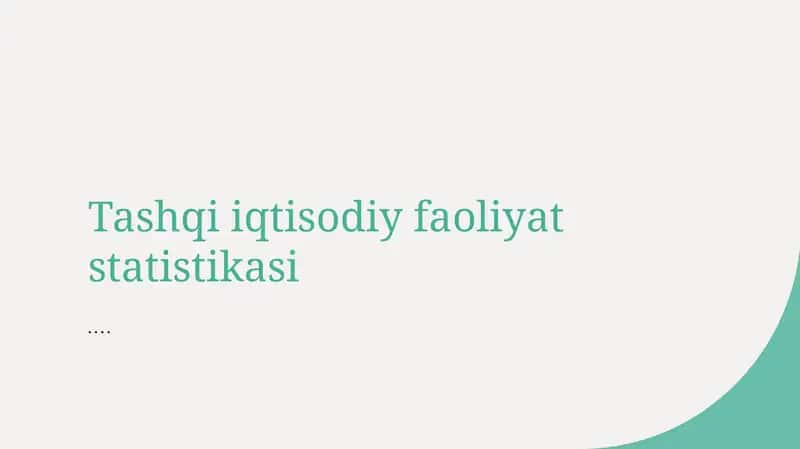 Tashqi iqtisodiy faoliyat statistikasi