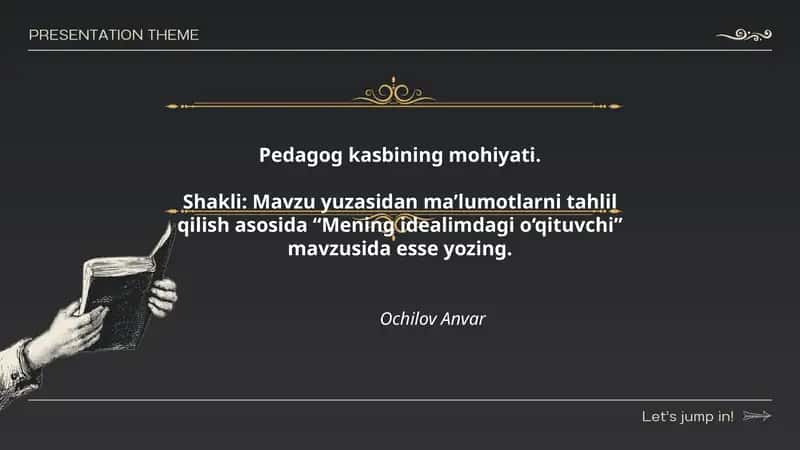 Mening idealimdagi o‘qituvchi