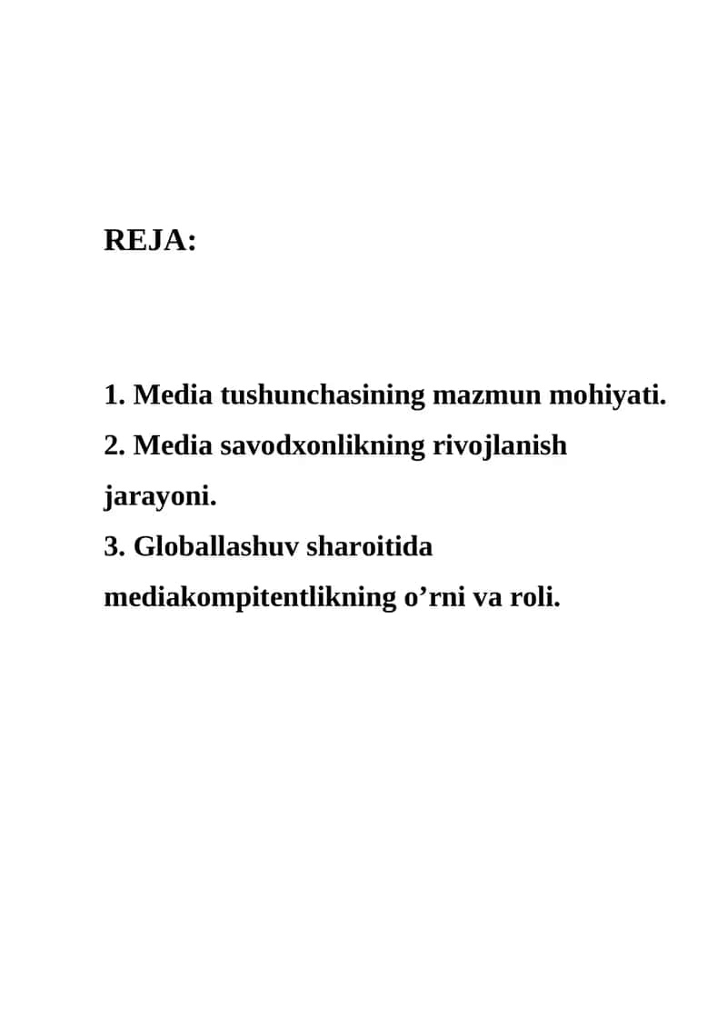 Media savodxonlikni rivojlantirish yo`llari