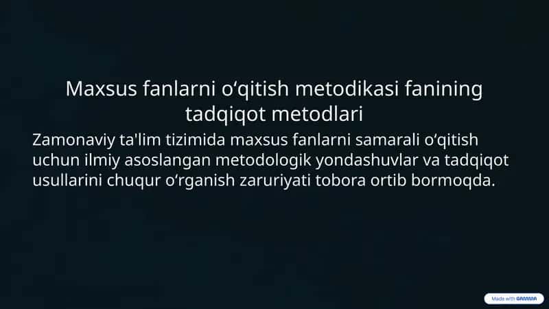 Maxsus fanlarni oʻqitish metodikasi