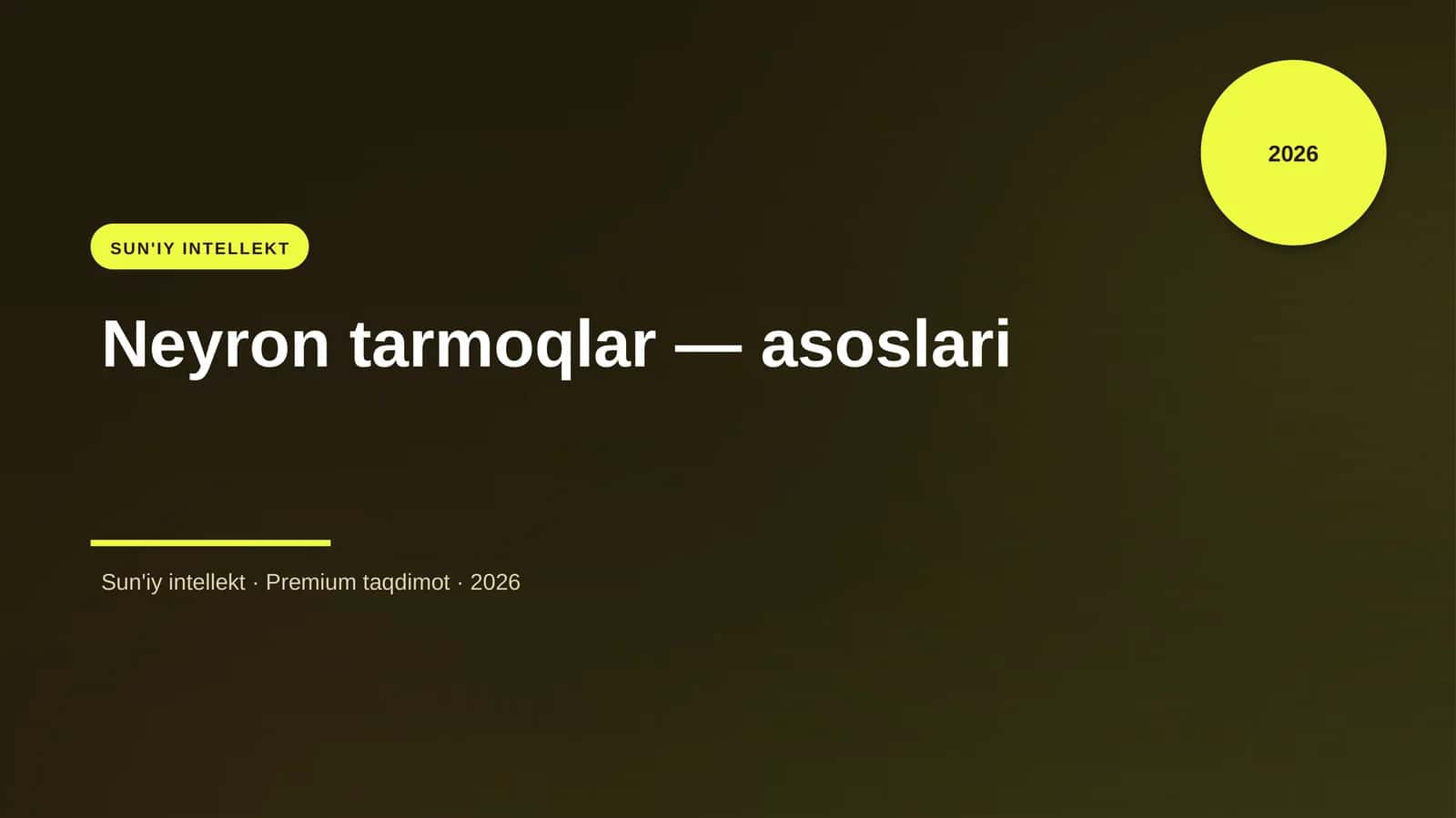 Neyron tarmoqlar — asoslari