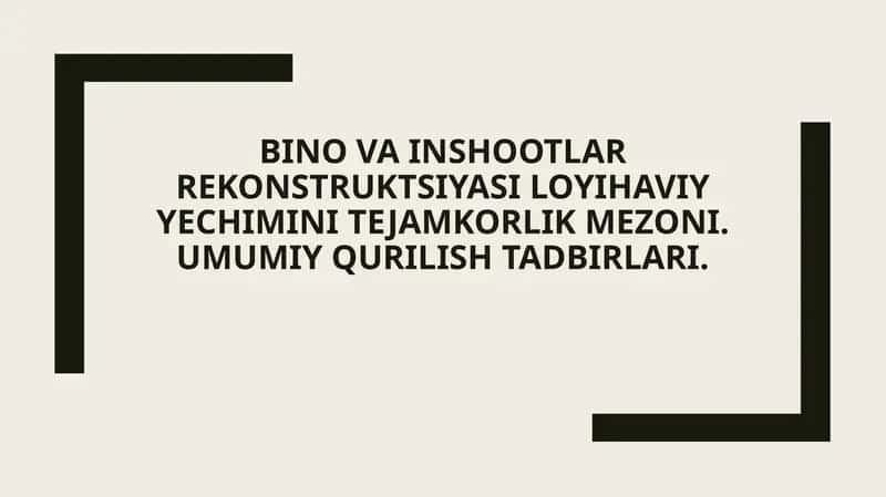 Binovainshootlar rekonstruktsiyasi loyihasi