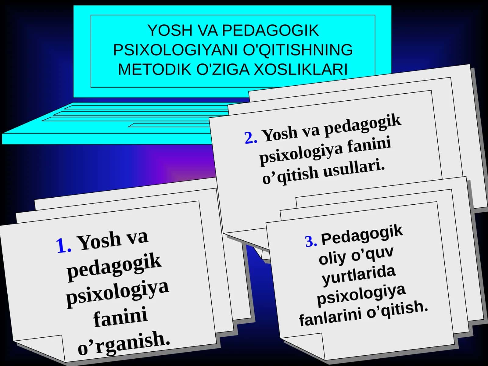 YOSH VA PEDAGOGIK PSIXOLOGIYANI O'QITISHNING METODIK O'ZIGA XOSLIKLARI