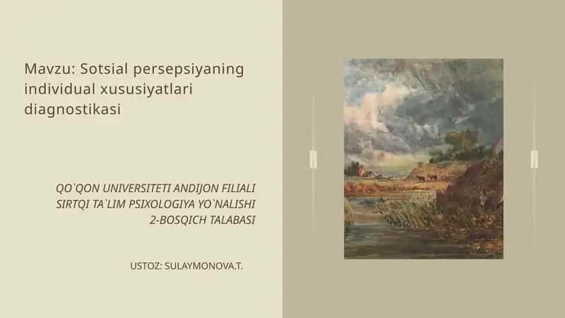 Sotsial persepsiyaning individual xususiyatlari diagnostikasi