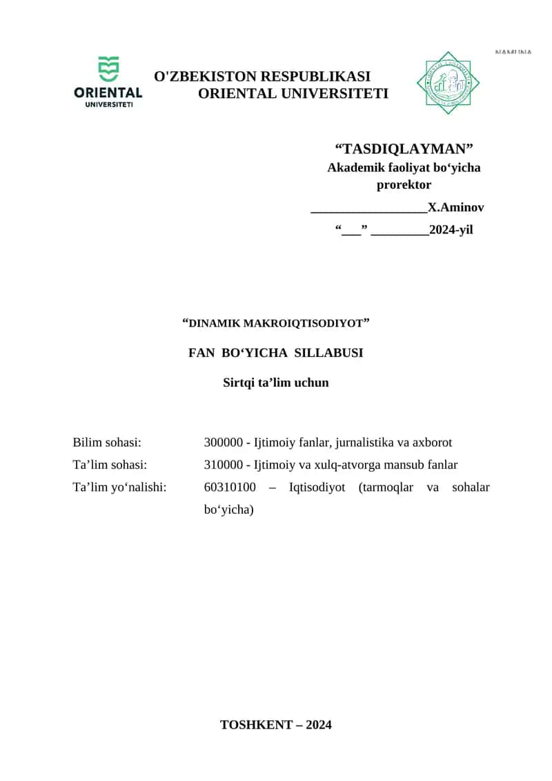 DINAMIK MAKROIQTISODIYOT