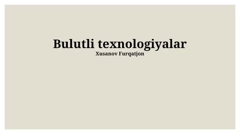 Bulut Texnologiyalari