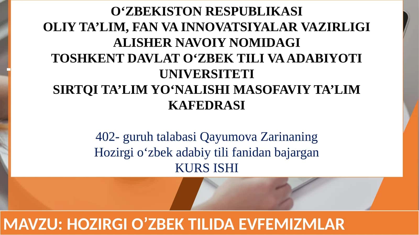 O‘ZBEK TILIDA EVFEMIZMLAR