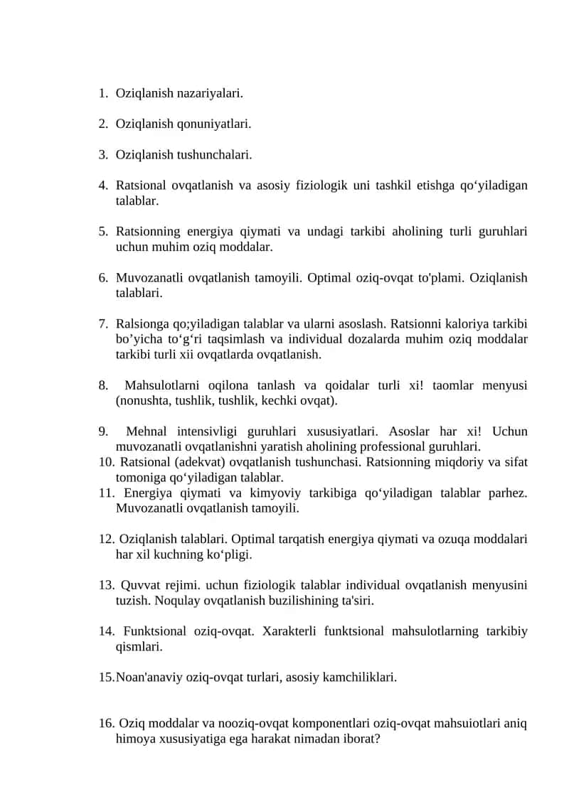 Oziqlanish nazariyalari
