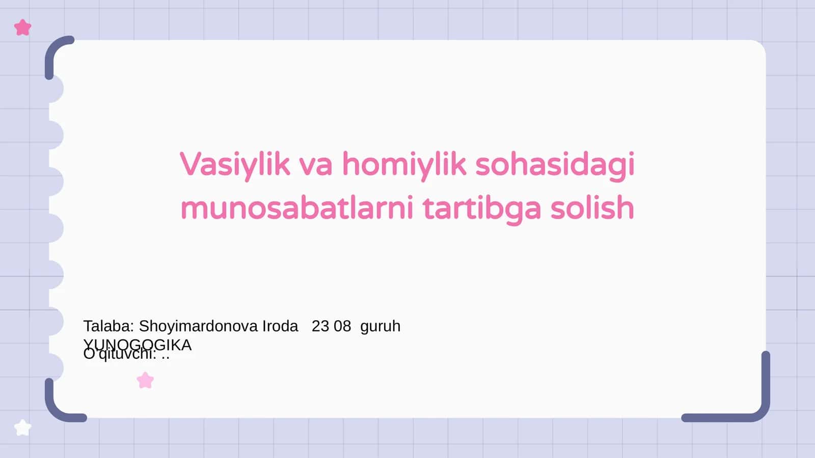 Vasiylik va homiylik sohasidagi munosabatlarni tartibga solish