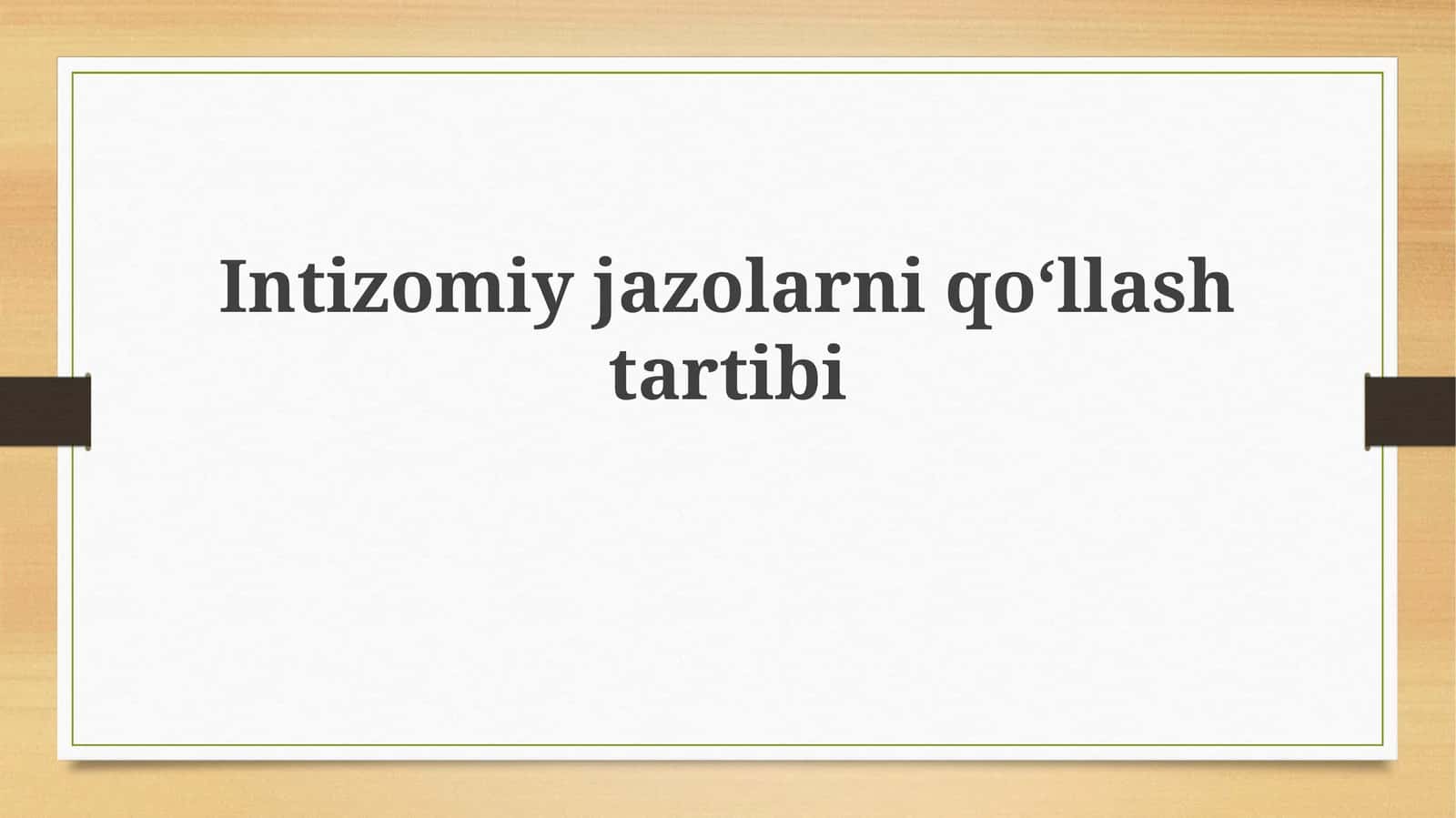 Intizomiy jazolarni qo'llash tartibi