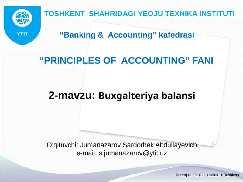 2-mavzu:Buxgalteriyabalansi