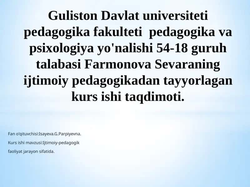 Ijtimoiy-pedagogik faoliyat