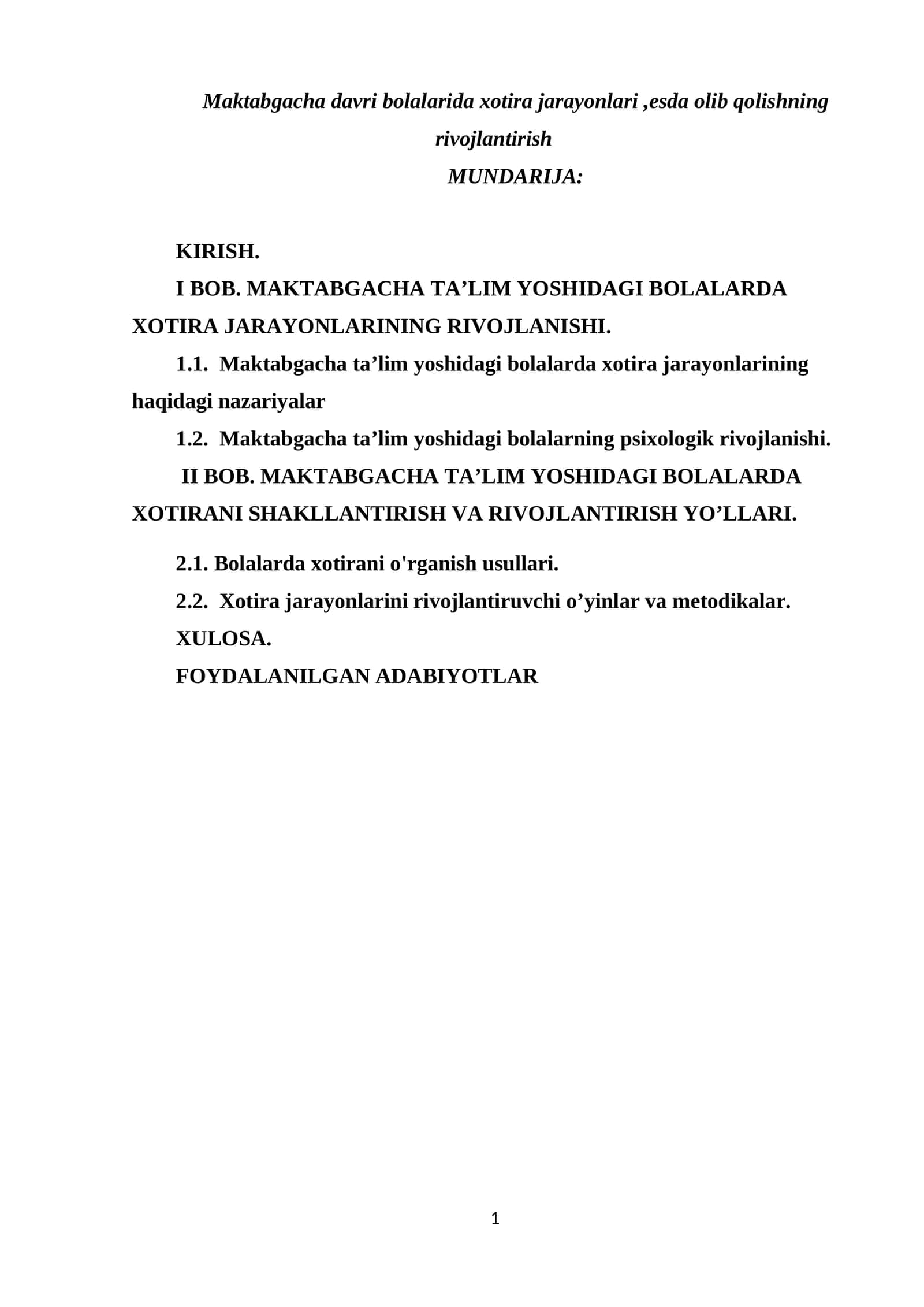 Bolalar Xotirani Rivojlantirish