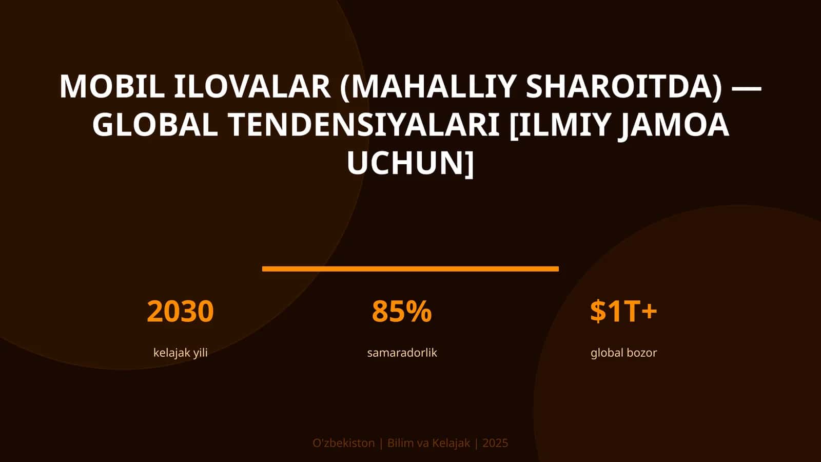 MOBIL ILOVALAR (MAHALLIY SHAROITDA) — GLOBAL TENDENSIYALARI [ILMIY JAMOA UCHUN]