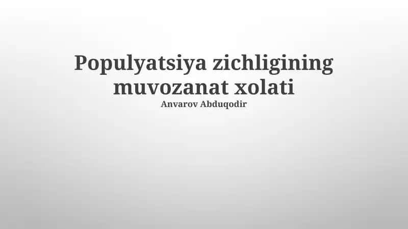 Aholi zichligini boshqarish usullari