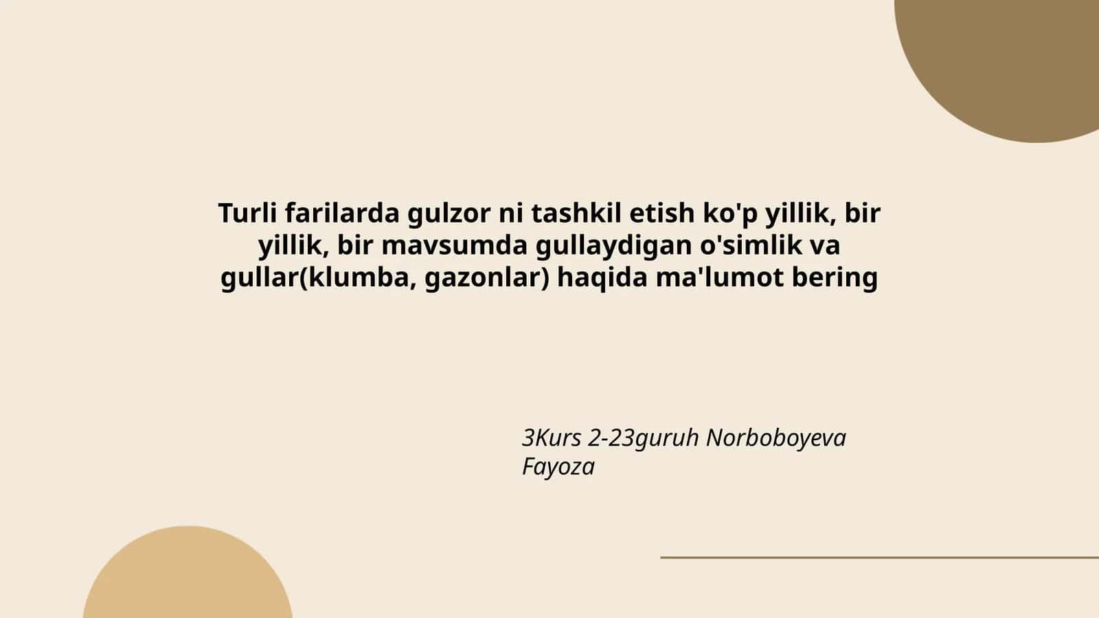 Gulzor ni tashkil etish