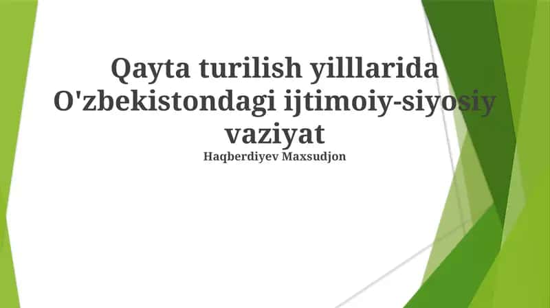 Oʻzbekistondagi ijtimoiy-siyosiy vaziyat