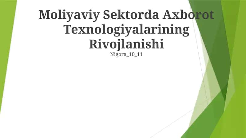 Moliyaviy Sektorda Axborot Texnologiyalarining Rivojlanishi