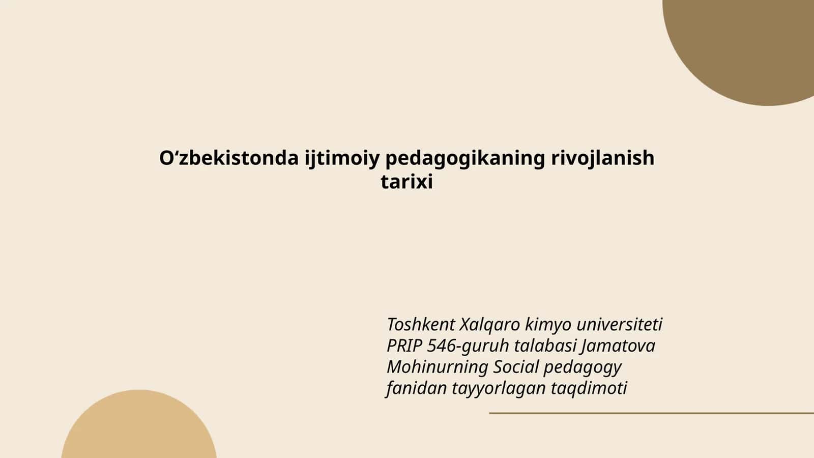 Social pedagogy fanidan tayyorlagan taqdimoti