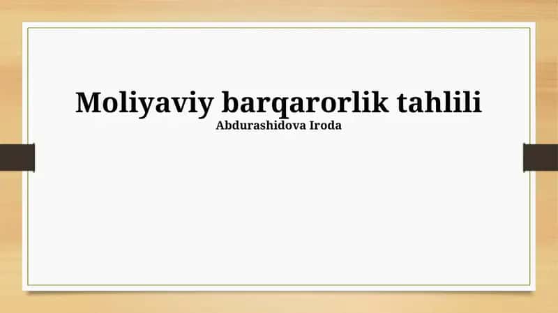 Moliyaviy barqarorlik tahlili