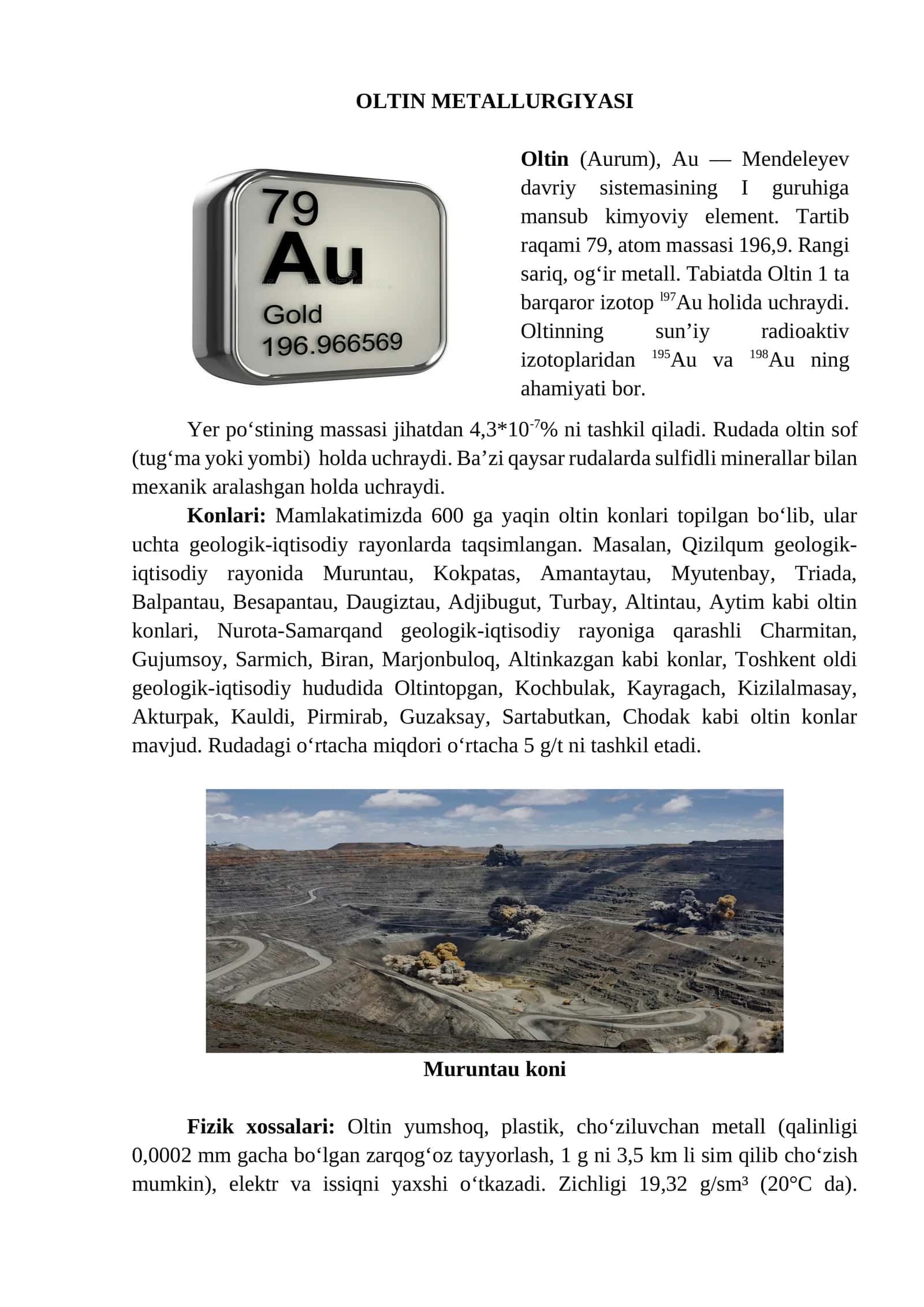 OLTIN METALLURGIYASI
