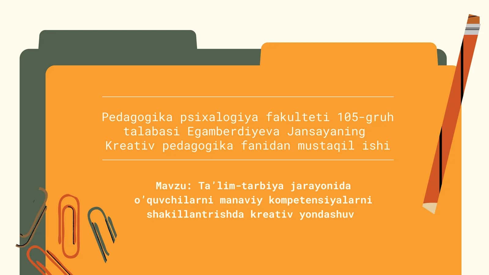 kompetensiyalarini shakllantirishning kreativ usullarini o'rganing