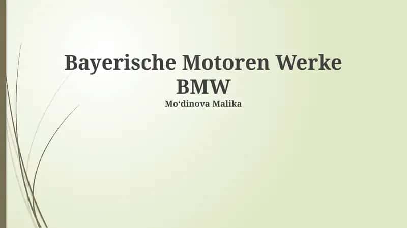 BMW tarix va evolyutsiyasi