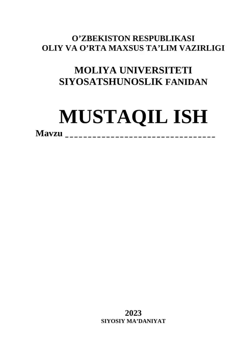 Mustaqil ish - Siyosiy Mа’dаniyat