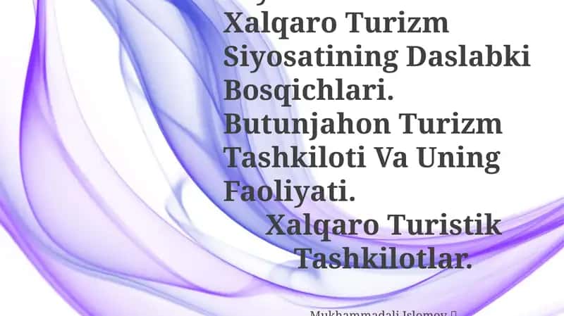Turizm Bilan Bog`Liq Sayohatlari